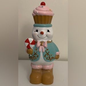 Christmas Snowman Ceramic glittery Table top Decor. Brand New.